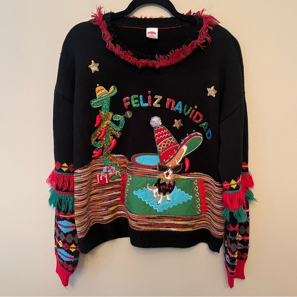 Feliz Navidad Ugly Christmas Sweater Holiday Time Women’s Size Large Festive - Picture 1 of 7